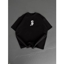 Tarz Yeri Erkek Ön ve Arka Baskılı T-Shirt Kısa Kol Bisiklet Yaka Regular Fit Tişört - Siyah