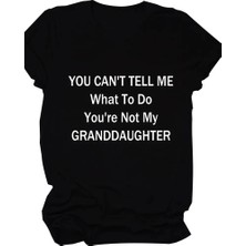 Tarz Yeri Kadın Baskılı Tişört Kısa Kol Bisiklet Yaka T-Shirt - Siyah