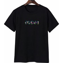 Tarz Yeri Anneler Günü Mom Çiçek Temalı Baskılı Oversize Bisiklet Yaka T-Shirt - Siyah