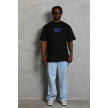 Tarz Yeri Erkek Baskılı T-Shirt Kısa Kol Bisiklet Yaka Regular Fit Tişört - Siyah