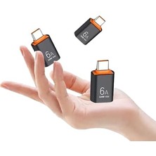 aklow akyoleticaret Siyah Type-C - Usb-A Otg Adaptör, 6A 120W Max Ac-59