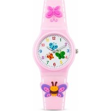 aklow akyoleticaret 3D Kabartmalı Kelebek Desenli Kız Çocuk Saati Pembe ST-304436