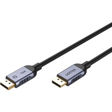 aklow akyoleticaret Displayport Kablo V2.1 16K Uzun Mesafe Bağlantı Gri 2mt