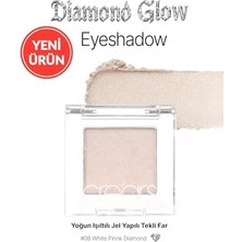 aklow akyoleticaret Yoğun Işıltılı Jel Yapılı Tekli Far Diamond Glow Eyeshadow 08 White Pink Diamond