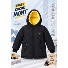 Tarz Yeri Erkek Çocuk Içi Pelüş Astarlı Kapüşonlu Kapitone Fermuarlı Kışlık Şişme Mont