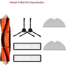 aklow akyoleticaret Vestel V-Bot Pro Uyumlu Robot Süpürge Yedek Seti: Hepa Filtre, Mop Paspas ve Fırça