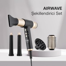 aklow akyoleticaret Airwave Saç Şekillendirici Seti, Gold