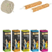 Şanal Muhabbet Kuşu Ödül & Vitamin Destek Seti – Mineral Blok, 10’lu Kraker ve Kuş Vitaminleri