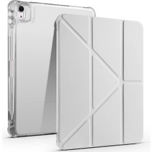 aklow akyoleticaret iPad Air 11 2025 M3 Uyumlu Tri Folding Kalem Bölmeli Standlı Kılıf Gri