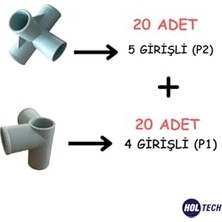 aklow akyoleticaret Plastik Bez Dolap Bağlantı Aparatı (5 Girişli 20 Adet P2) ve (4 Girişli 20 Adet P1) Gri
