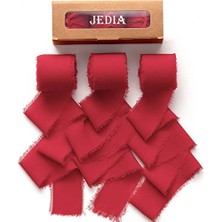 aklow akyoleticaret Sevgililer Günü Kurdelesi, Noel Için 3,8 cm x 7yd Hediye Şerit Seti, 3 Rulo Kırmızı Şifon Kurdele, Düğün Dekoru, Düğün Davetiyeleri, Buket Sarma, Çiçek Buketi, Gelin Buketleri, Kendin Yap El