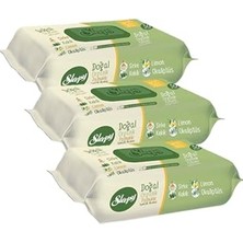 aklow akyoleticaret Doğal Organik Pamuklu Islak Havlu Mendil, Plastik Kapaklı 3'lü Set, 50 Yaprak x 3 (150 Yaprak)