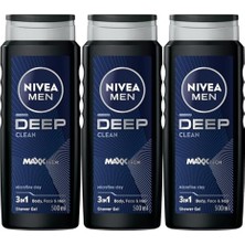 aklow akyoleticaret Erkek Deep Dimension Banyo ve Duş Jeli 500 Ml, 3'ü1 Arada Komple Bakım, Vücut Saç Yüz
