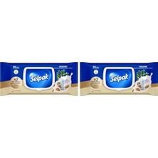aklow akyoleticaret Organik Bambu Badem Sütlü Islak Mendil 1X50 2'li Paket