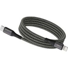aklow akyoleticaret Type-C - Lightning Uyumlu Örgülü Kablo, 27 W Pd Hızlı Şarj, 1AD x 1metre, Füme