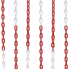 aklow akyoleticaret LR-6PC1031 6 mm 1 Metre Plastik Trafik Zinciri, Kırmızı Beyaz