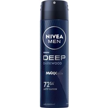 Şanal Nıvea Men Erkek Sprey Deodorant Deep Darkwood 150ML, 72 Saat Anti-Perspirant Ter ve Ter Kokusuna Karşı Koruma, Maskülen Koku,aktif Karbon