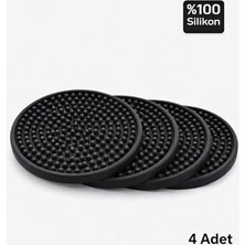 aklow akyoleticaret Silikon Bardak Altlığı, Bardak Altlığı, %100 Silikon Bardak Altlığı Siyah, 4 Adet