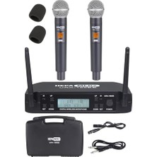 aklow akyoleticaret URX-186EE Uhf Çiftli Kablosuz El Mikrofonu, 2X100 Kanal, Çift Anten ve LCD Ekran