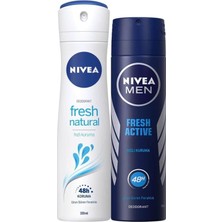 Şanal Nıvea Kadın Sprey Deodorant Fresh Natural 48 Saat Deodorant Koruması 150ML ve Nıvea Men Erkek Sprey Deodorant Fresh Active 48 Saat Deodorant Koruması 150ML