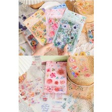 aklow akyoleticaret Kolbi Craft 6 Sayfa 60 Adet Şeffaf Büyük Pembe Çiçek Sticker Bullet Journal Scrapbook Laptop Ajanda Planlayıcı