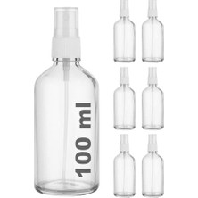aklow akyoleticaret Şişe, Afracam Şeffaf 100 ml Plastik Kapaklı Beyaz Sprey Fısfıs Kolonya Dezenfektan Cam 6 Adet