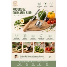 aklow akyoleticaret Oyacak Takımı; Paslanmaz Çelik 2'li Profesyonel Kabak ve Dolma Biber, Gurme Tasarım Oyacak Takımı