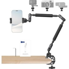 aklow akyoleticaret 22 "sihirli Kol W Masa C Kelepçe; Mic Boom Kol Eklemli Üstten Kamera Dağı 1/4 "3/8" Arrı Için Konular, Telefon Mikrofon Webcam Eylem Kamera Video Işık Için Masaüstü Standı Tutucu UA057