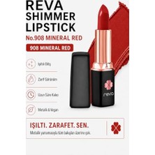 aklow akyoleticaret Shimmer Lipstick 908 Mineral Red Işıltılı Ruj 4 G, Vegan ve Temiz Içerik