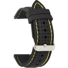aklow akyoleticaret Saat, 18 Mm-20 Mm-22 Mm-24 mm Saatlerle Uyumlu Spor Tasarım Premium Silikon Kordonu Kayışı S26S-SIYAH-SARI