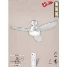 aklow akyoleticaret Ct 1157 Fırtına 122W Fanlı LED Ampül 6400K Beyaz Işık Tavan Vantilatörü, CMNELK31100
