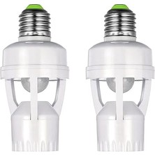 aklow akyoleticaret Lamba, Pır Hareket Sensörlü 2 Parça E27 Tutucu Adaptörü Insan Varlığı Dedektörü AC100-240V
