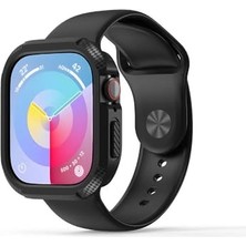 aklow akyoleticaret Apple Watch 10 46 mm ile Uyumlu Darbe Korumalı Silikon Kasa Koruma, GARD17 Siyah