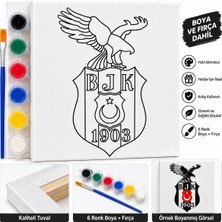 Haneliya Bjk 1903 Kartal Desenli Tuval Boyama Seti – 20X20 cm Boyama Tuvali, 6 Renk Boya ve Fırça