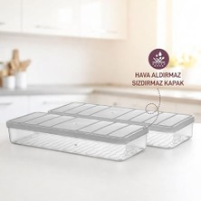 aklow akyoleticaret 1,2 L Nora Saklama Kabı, Küçük Boy, Açık Gri, 2'li