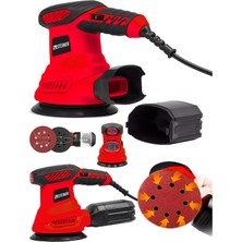 Steiner 700W 6 Kademe Devir Ayarlı 125MM Toz Toplama Sistemli Eksantrik Zımpara Makinesi Kırmızı