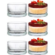 aklow akyoleticaret Kase; 6'lı Kristal Desenli Cam Seti, Şeffaf, Tatlı ve Meze Sunumu Için, Bulaşık Makinesinde Yıkanabilir, Modern Tasarım