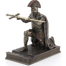aklow akyoleticaret 17 cm Roma Centurion Dizlik Kalem Tutucu Reçine Heykel Bronz Kaplama Çinko Harf Açacağı