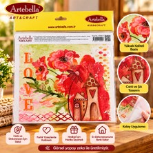 Artebella Mixart Dekupaj Transfer Kağıdı 6059 K – Çiçekli Love Ev Desenli Hobi ve Dekorasyon Transferi