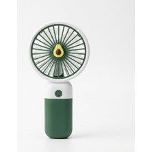 aklow akyoleticaret Taşınabilir El Fanı, USB Şarjlı, 3 Kademeli Hız, Masaüstü Standlı, 16 Cm, Yeşil, Avokado Desenli