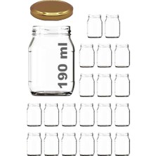 aklow akyoleticaret Kavanoz, 190 ml Metal Kapaklı Konserve Kavanozu 190 cc Şeffaf Bebek Mama 20 Adet (Altın/gold)