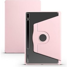 aklow akyoleticaret Galaxy Tab S8 Plus SM-X800 Uyumlu Pembe Kalemlikli, Kalem Şarj Bölmeli Dönebilen Standlı Kapak
