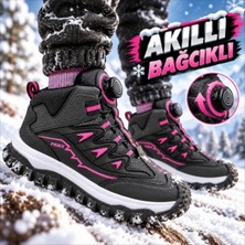 Promax Çocuk Kışlık Outdoor Akıllı Bağcıklı Siyah Fuşya Bot 32-37