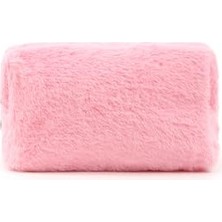 aklow akyoleticaret Pembe SHK244 Peluş Kumaş Fermuarlı Tek Bölmeli Seyahat ve Makyaj Çantası, Pembe