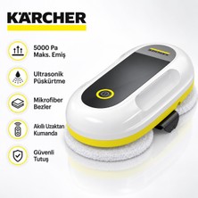 Karcher Cam Silme Robotu Mikrofiber Bezli Ultrasonik Püskürtmeli Akıllı Uzaktan Kumandalı Güvenli Tutuşlu Pencere Temizleme Cihazı Pratik Beyaz Sarı