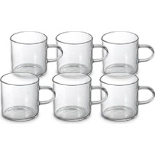 aklow akyoleticaret 6'lı Borosilikat Cam Mini Kupa Seti, 130 ml Tek Cidarlı Altlıksız Türk Kahvesi ve Espresso Fincanı