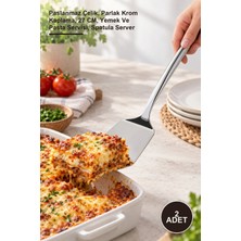 Yenilig 2 Adet Metal Servis Spatulası – Paslanmaz Çelik, Parlak Krom Kaplama, 27 Cm, Yemek ve Pasta Servisi, Spatula Server