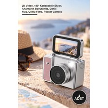 Yenilig 4 Adet Mini Vlog Kamerası – 2k Video, 180° Katlanabilir Ekran, Anahtarlık Boyutunda, Dahili Flaş, Çoklu Filtre, Pocket Camera