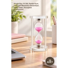 Yenilig 10 Adet Cam Standlı Kum Saati – Küçük Boy 10 Cm, Pembe Kum, Dekoratif Masaüstü Zamanölçer, Sand Timer, Hourglass