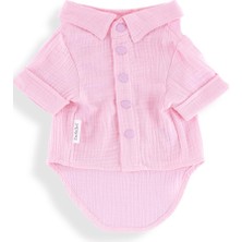 Şanal FURLABEL%100 Müslin Kumaş Tasma Delikli Köpek ve Kedi Gömlek (Pembe, Xx-Large)
